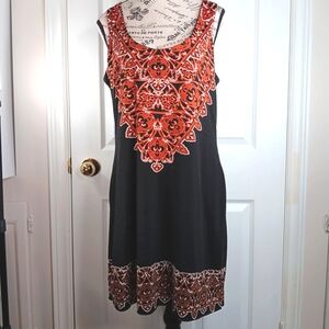 Le Chateau Mini Sheath Dress Black Orange Brown Patterned Plus Size XXL
